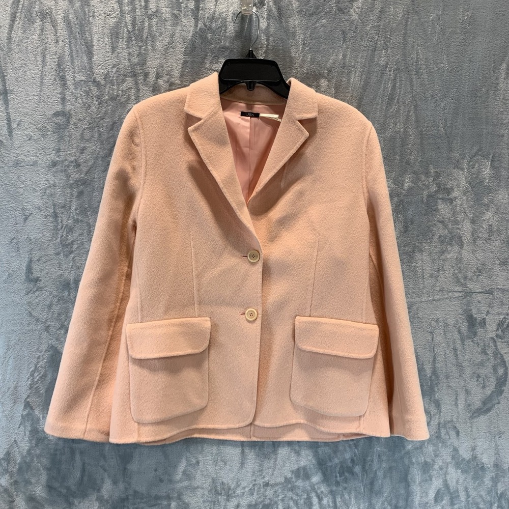 VTG Jax Women's Blazer 10 Peach Wool‎ Angora Pockets Soft Two Button Long Sleeve
